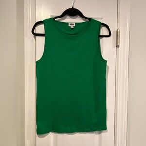 NWOT J. Crew Size M Mid Weight Round Neck Green Knit Cotton Tank Top
